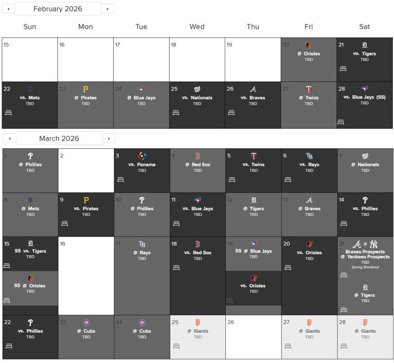 Yankees release 2026 spring training schedule