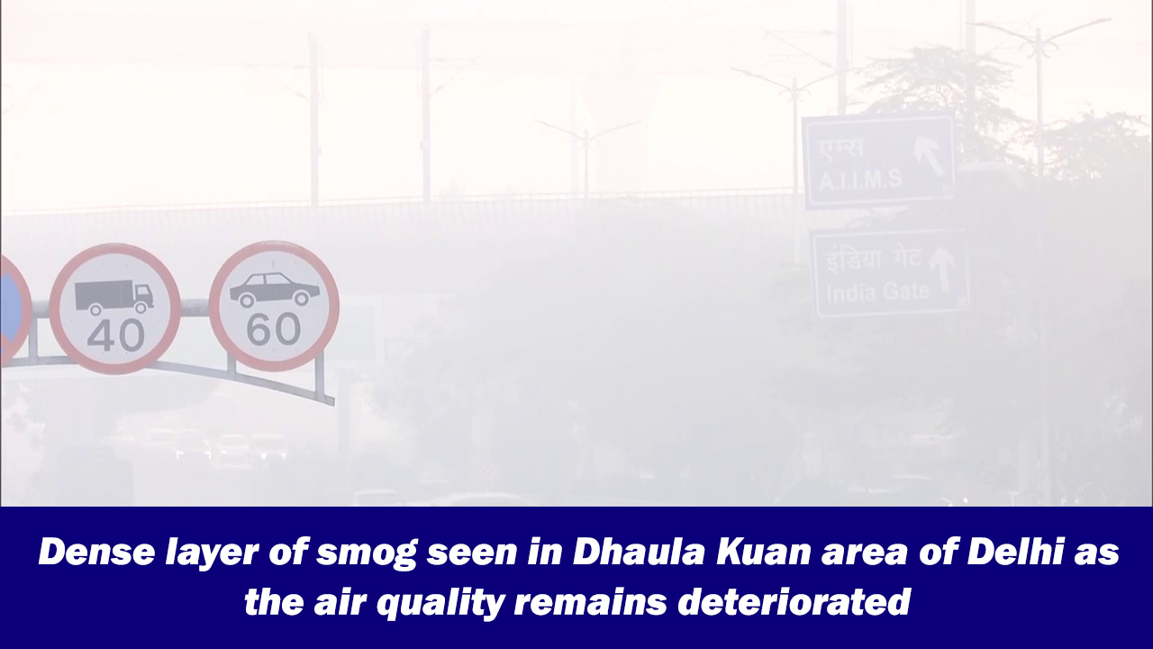 Dense layer of smog seen in Dhaula Kuan area of Delhi as the air ...