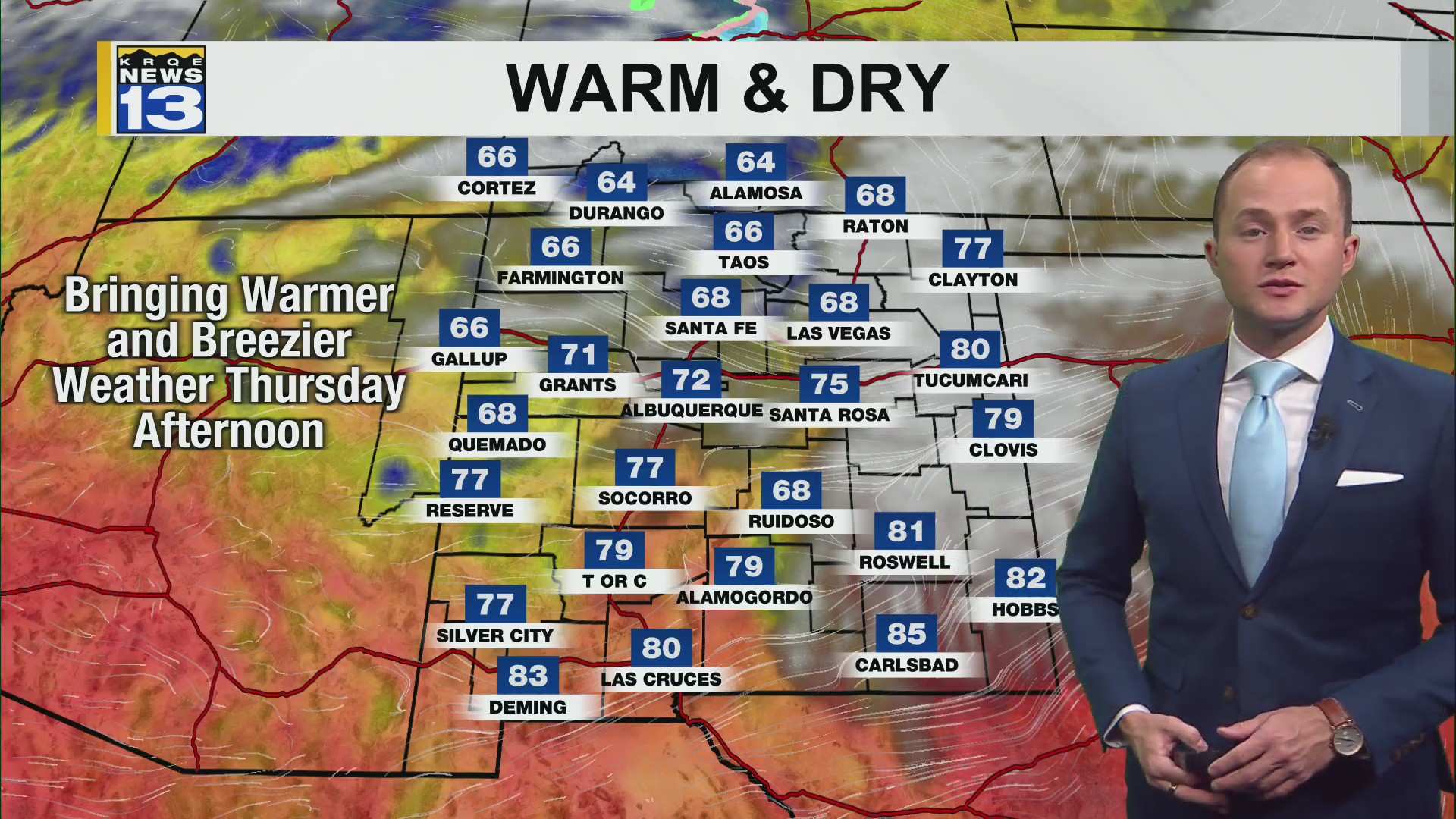 Breezy winds and more unseasonably warm weather Thursday in New Mexico