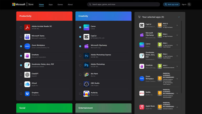 Microsoft Store Offers Multi-App Install Bundles to Speed Up Windows Setup