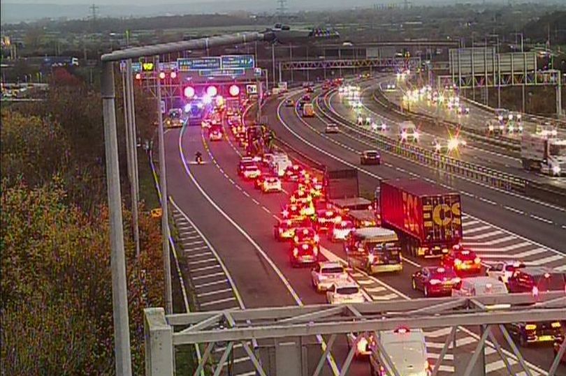 Car overturns at M4-M5 motorway interchange with one injured