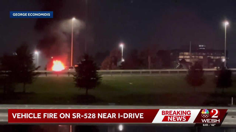 Car goes up in flames on SR-528 in Orange County near I-Drive