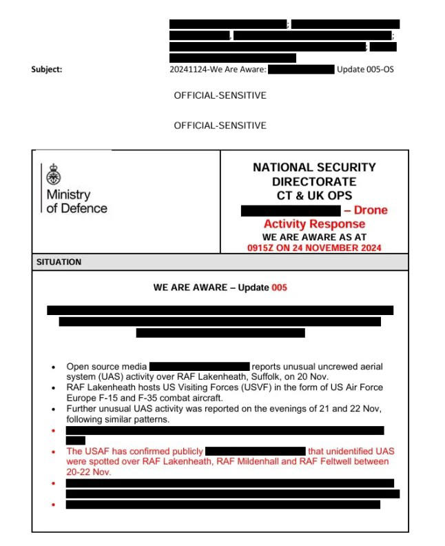 F-15 encounter and secrecy: The UK's drone mystery