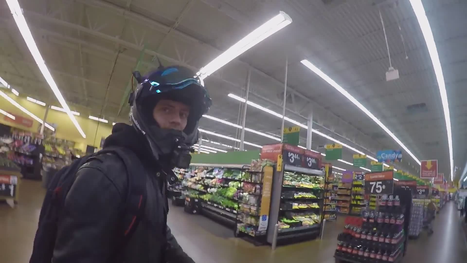 Bikers make friends while shopping at Walmart