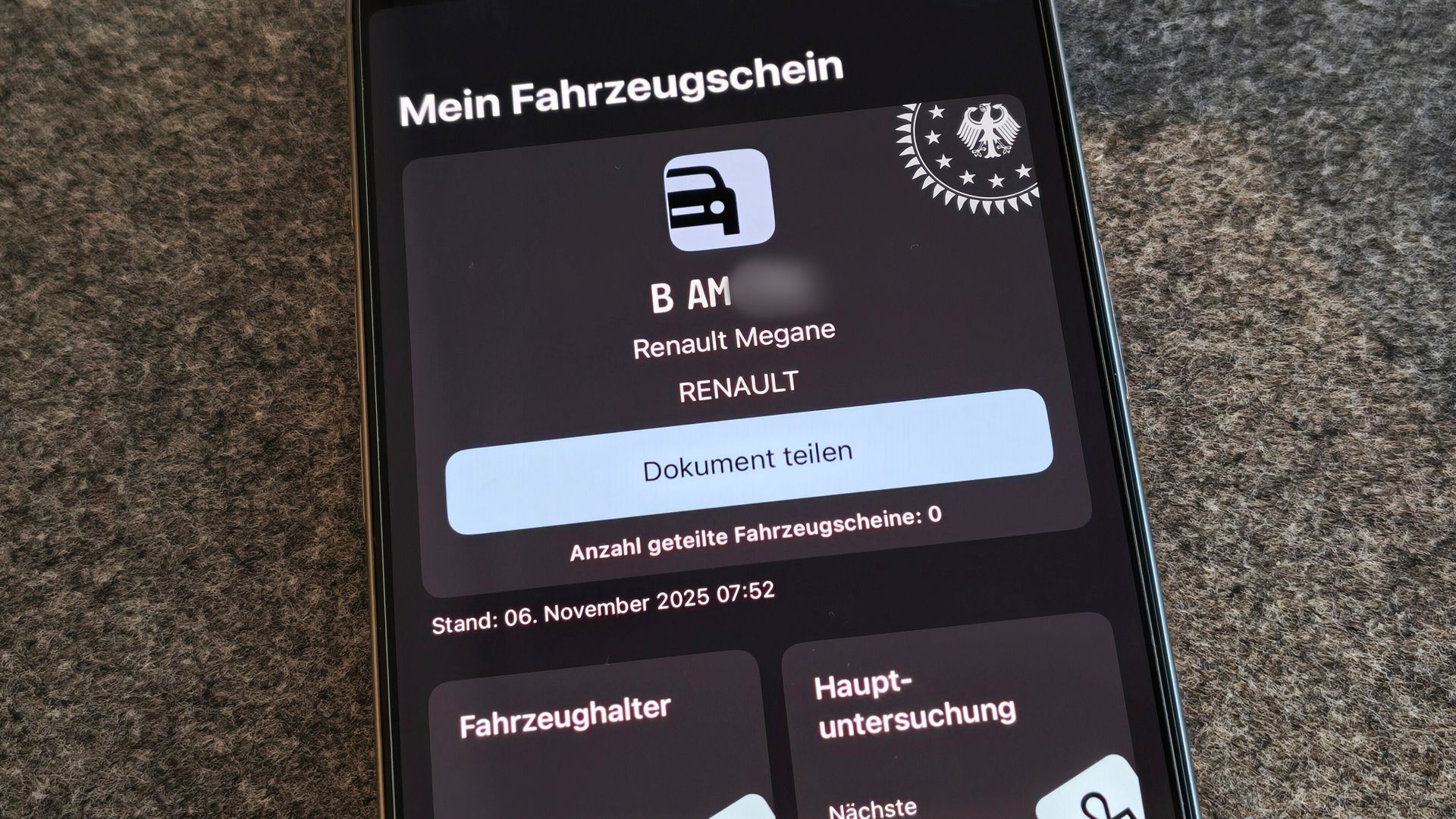 Fahrzeugschein Digital Mitfhren