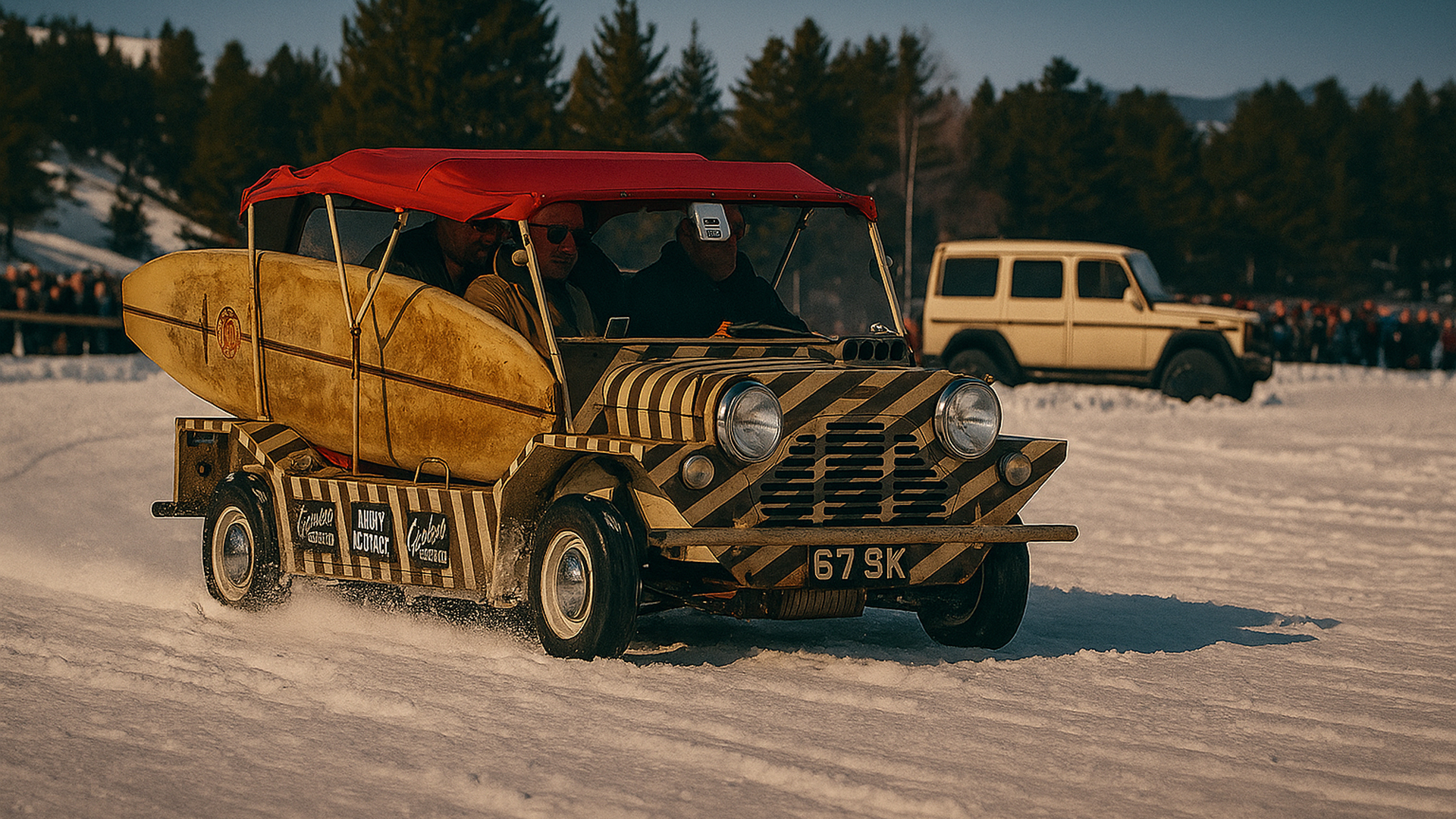 1966 Austin Mini Moke Mini Surfer On Frozen Lake