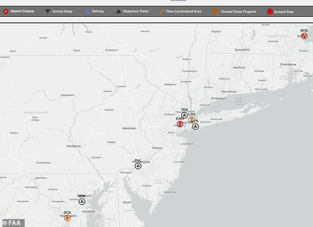 Flight chaos at major airports across the northeast as severe weather