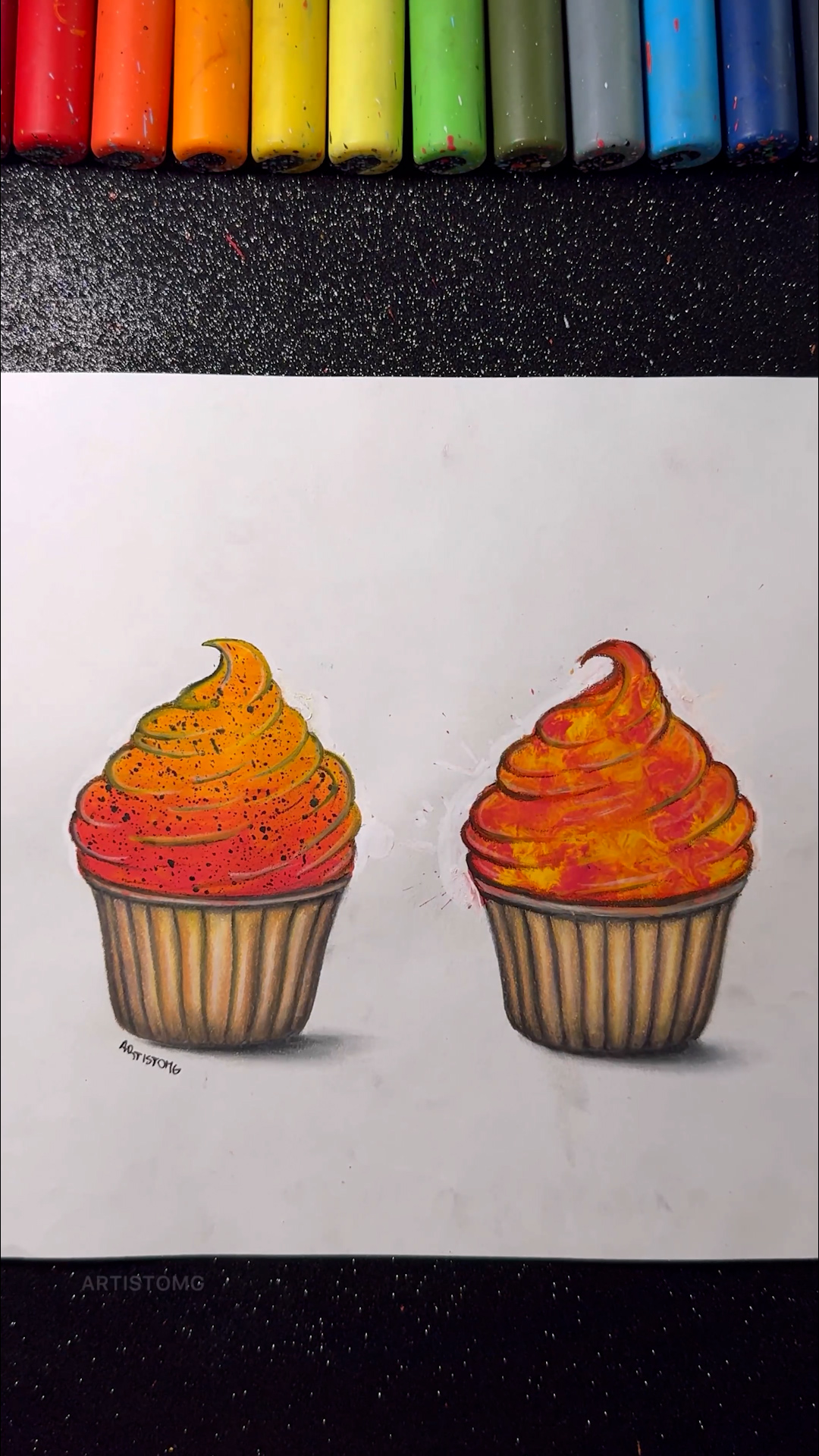 Feurige Cupcakes mit Farbexplosion
