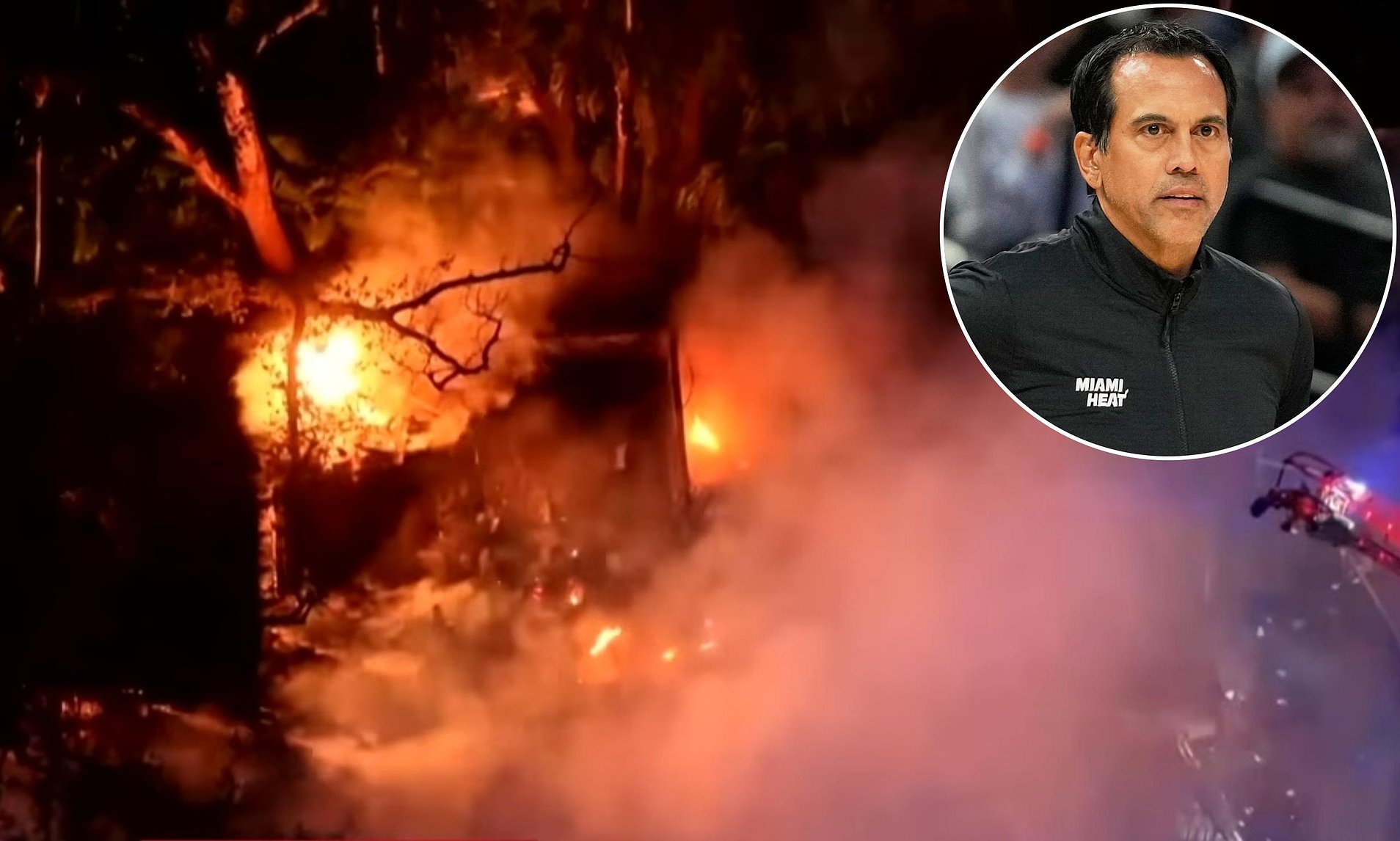 Distraught NBA coach watches on helplessly as his home burns to the ...