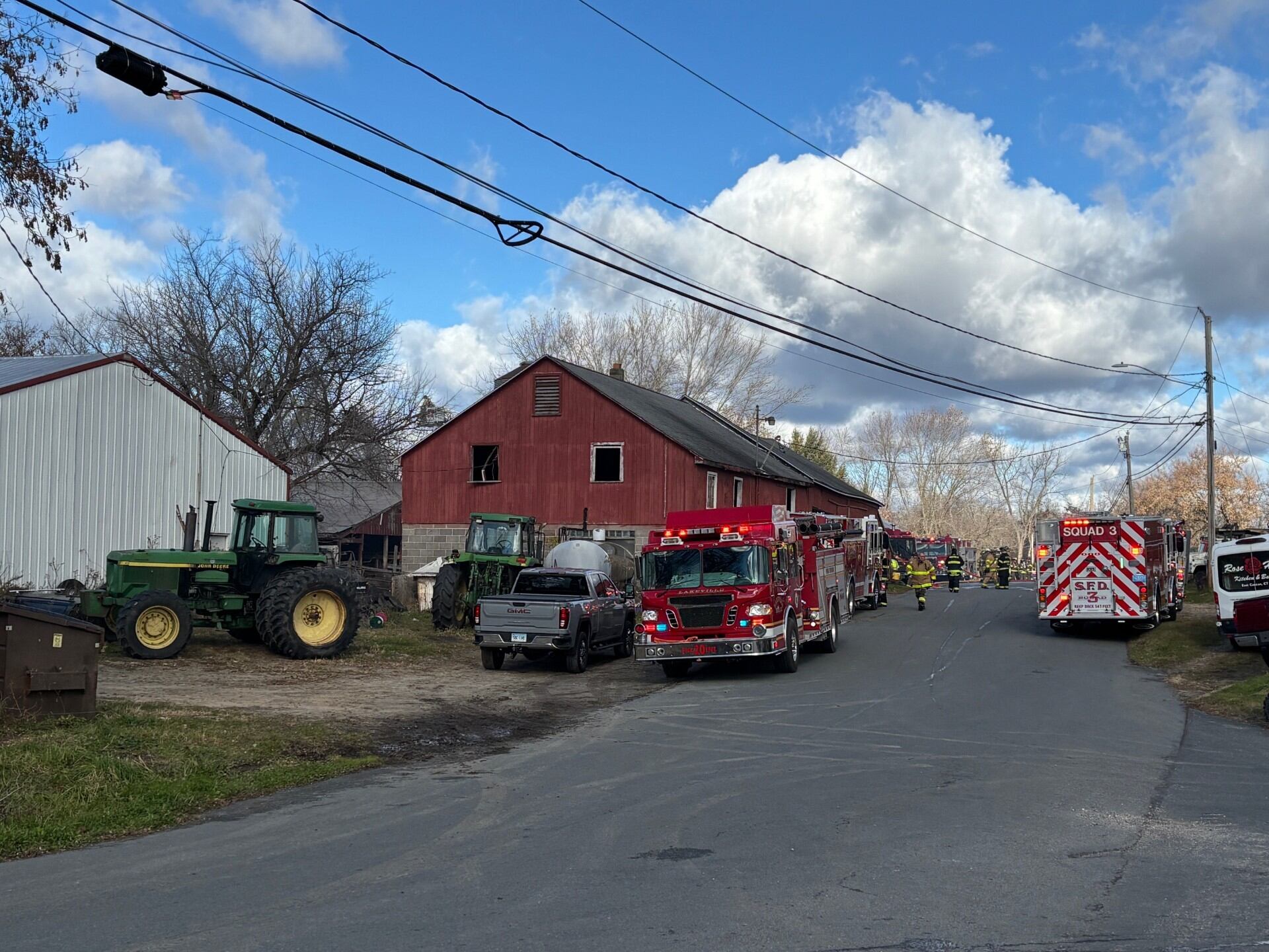 Firefighters battle barn fire in North Canaan