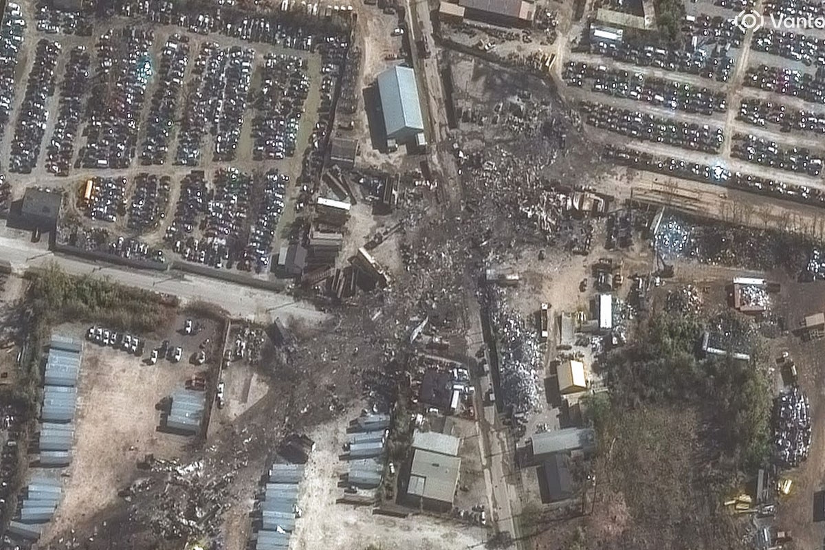 Satellite photos show scar and trail of destruction left by UPS plane