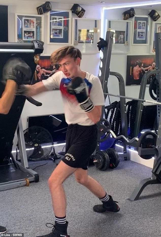 Linx (pictured before his head started to change) said he started boxing at the age of five