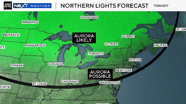 Northern lights could be visible in Massachusetts tonight, forecast map ...