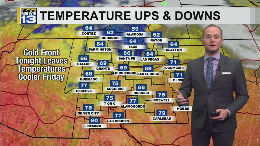 Cold front tonight cools temperatures down slightly Friday