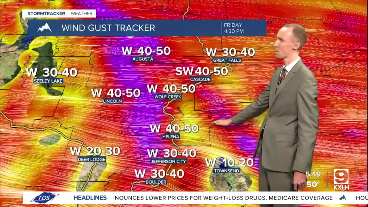 Windy again on Friday with scattered AM rain and mountain snow showers