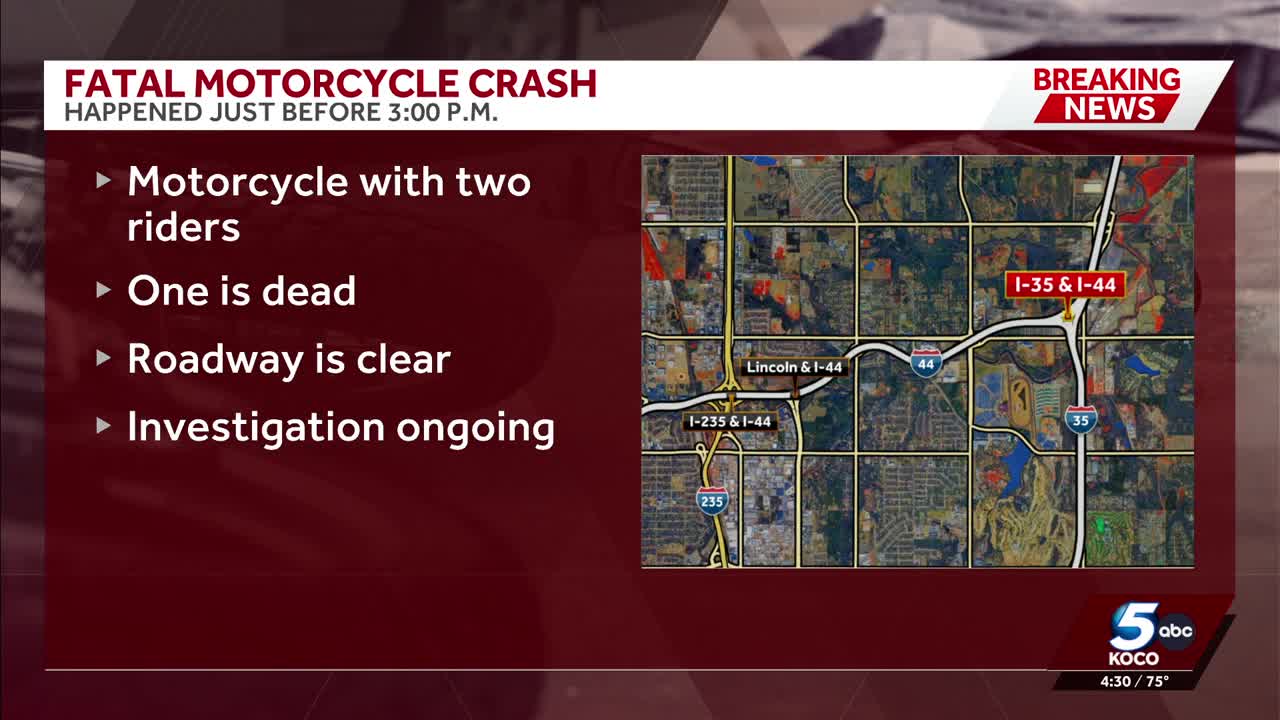 OHP: Fatal motorcycle crash near I-35 and I-44 junction in Oklahoma City