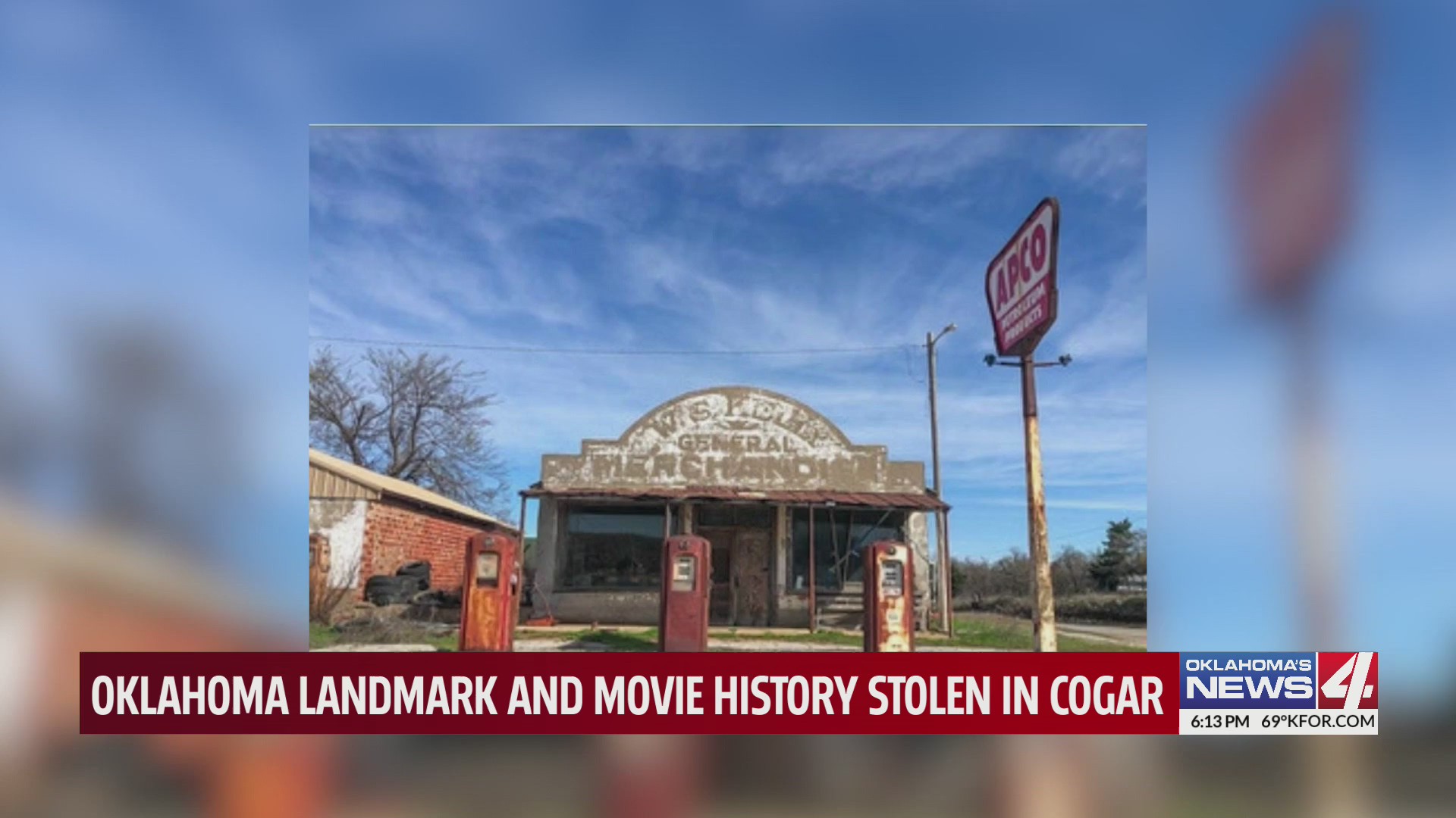 Oklahoma landmark and movie history stolen in Cogar