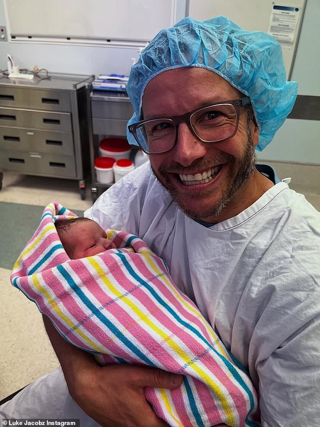  Luke shared a series of sweet images documenting his newborn son's first few hours