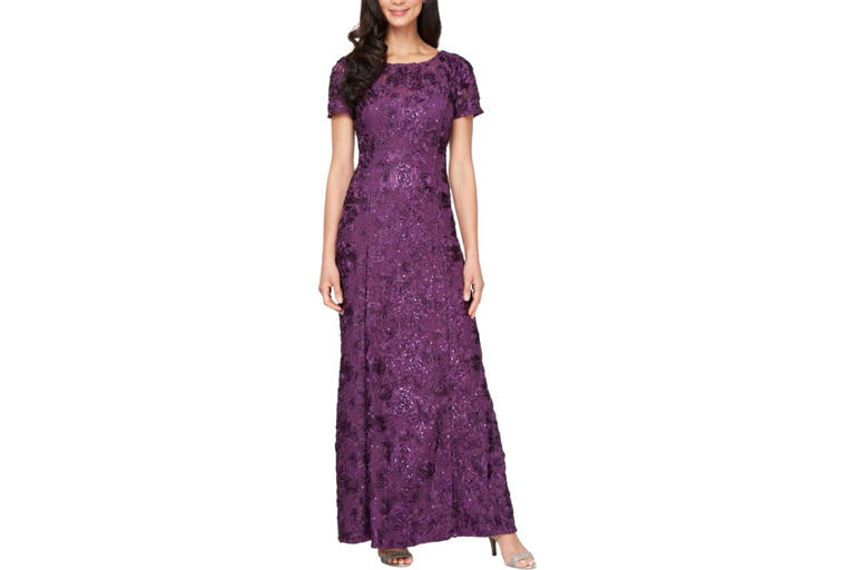 amazon alex evening dresses Alex Evenings Black Cold Shoulder Gown main image 0