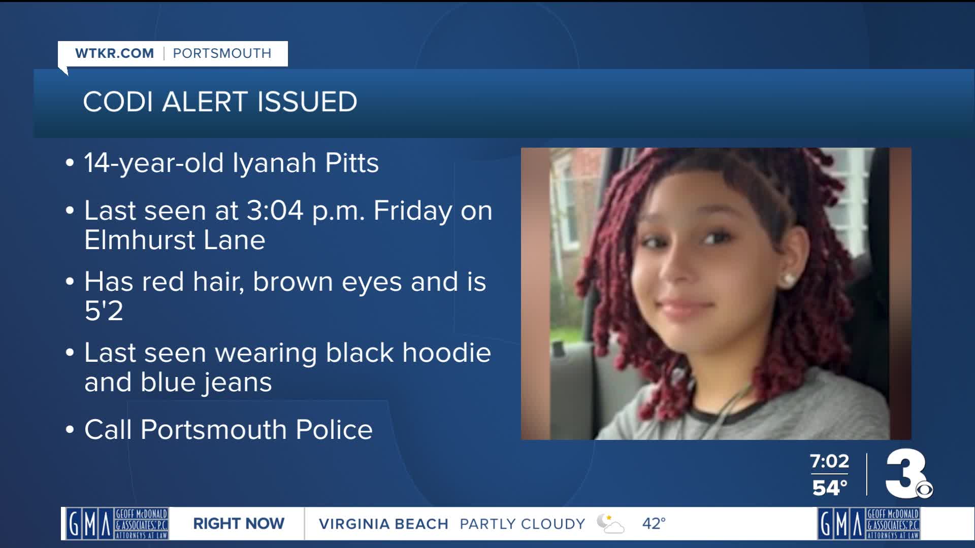 CODI Alert: issued for missing 14-year-old Portsmouth girl