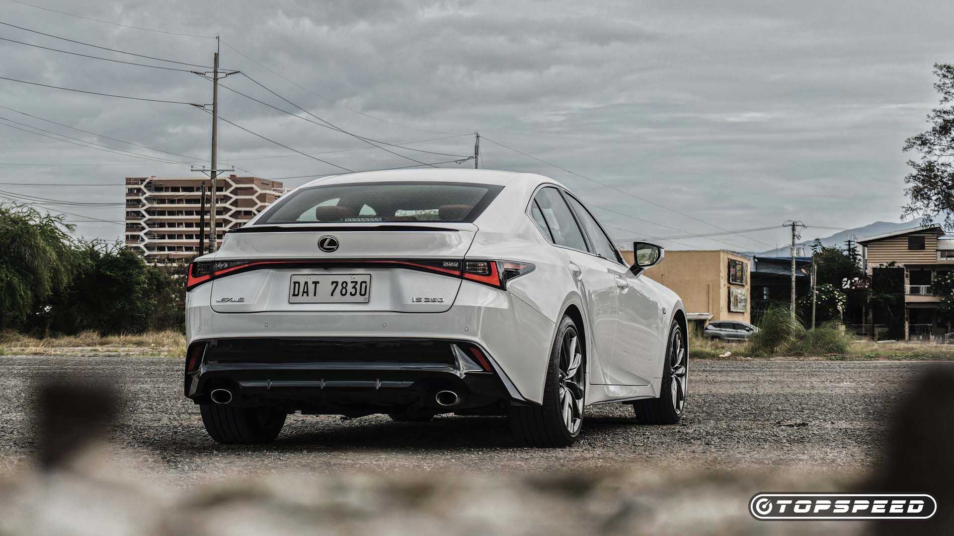 Rear 3/4 view of a 2024 Lexus IS 350 F Sport