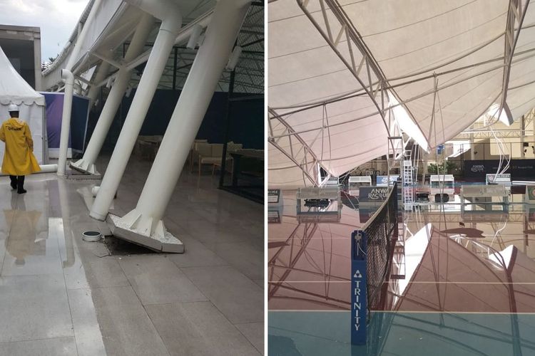 Momen Mencekam: Atap Lapangan Anwa Racquet Club Roboh Saat Hujan dan Angin Kencang