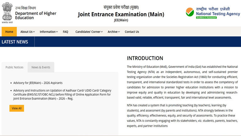JEE Main 2026 Registration: Will Link be Activated Today at jeemain.nta ...