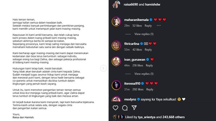 Akhirnya Kompak, Raisa dan Hamish Daud Bicara Soal Perceraian: Tidak Menyerah