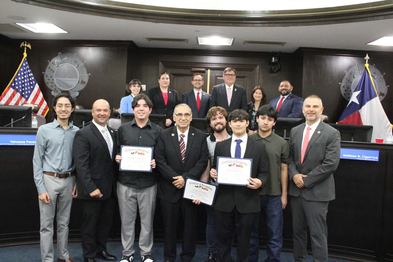 City honors TAMIU fraternity Phi Iota Alpha for community service