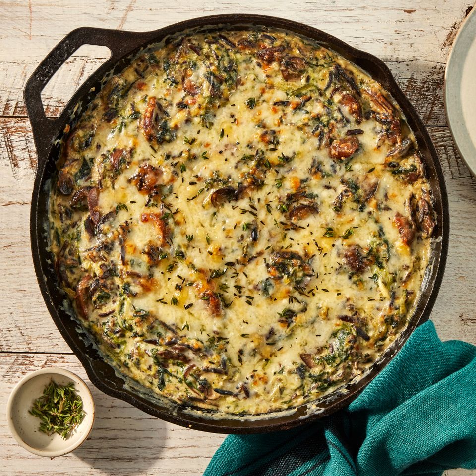 an image of the Creamy Spinach, Mushroom, & Wild Rice Casserole