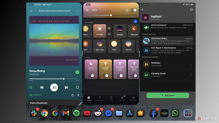 Running Spotify, Philips Hue, and WhatsApp in iPadOS 26.