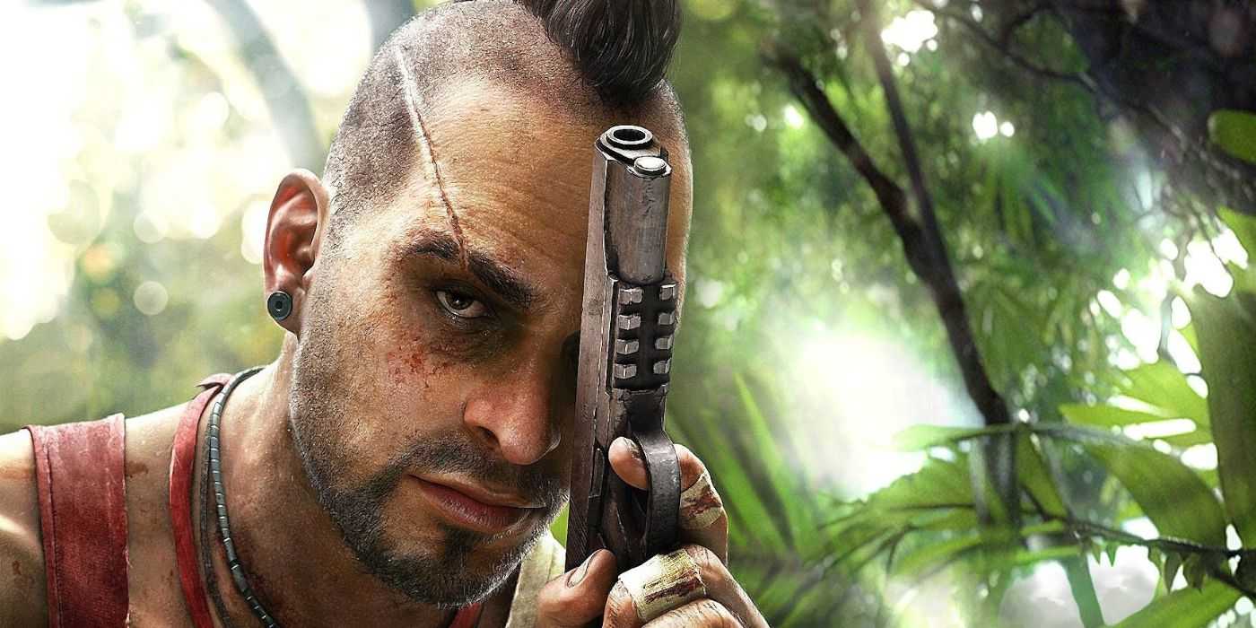 Vaas holding a gun to his head in Far Cry 3.