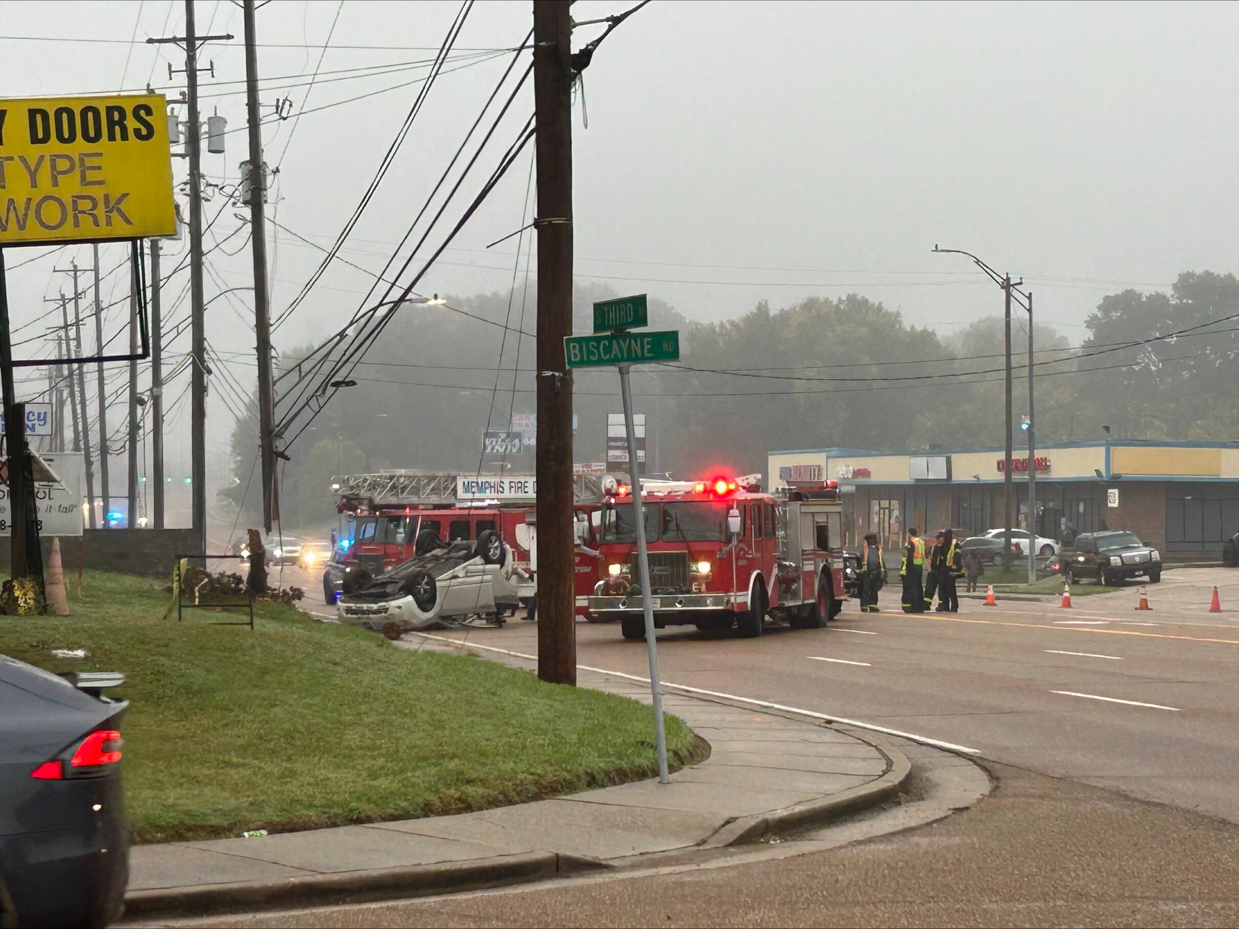 Crash blocks lanes on S. Third St. after car flips
