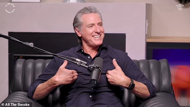 California Governor Gavin Newsom is being mocked by conservatives on social media for a podcast clip in which he said his family had to 'hustle' to make ends meet