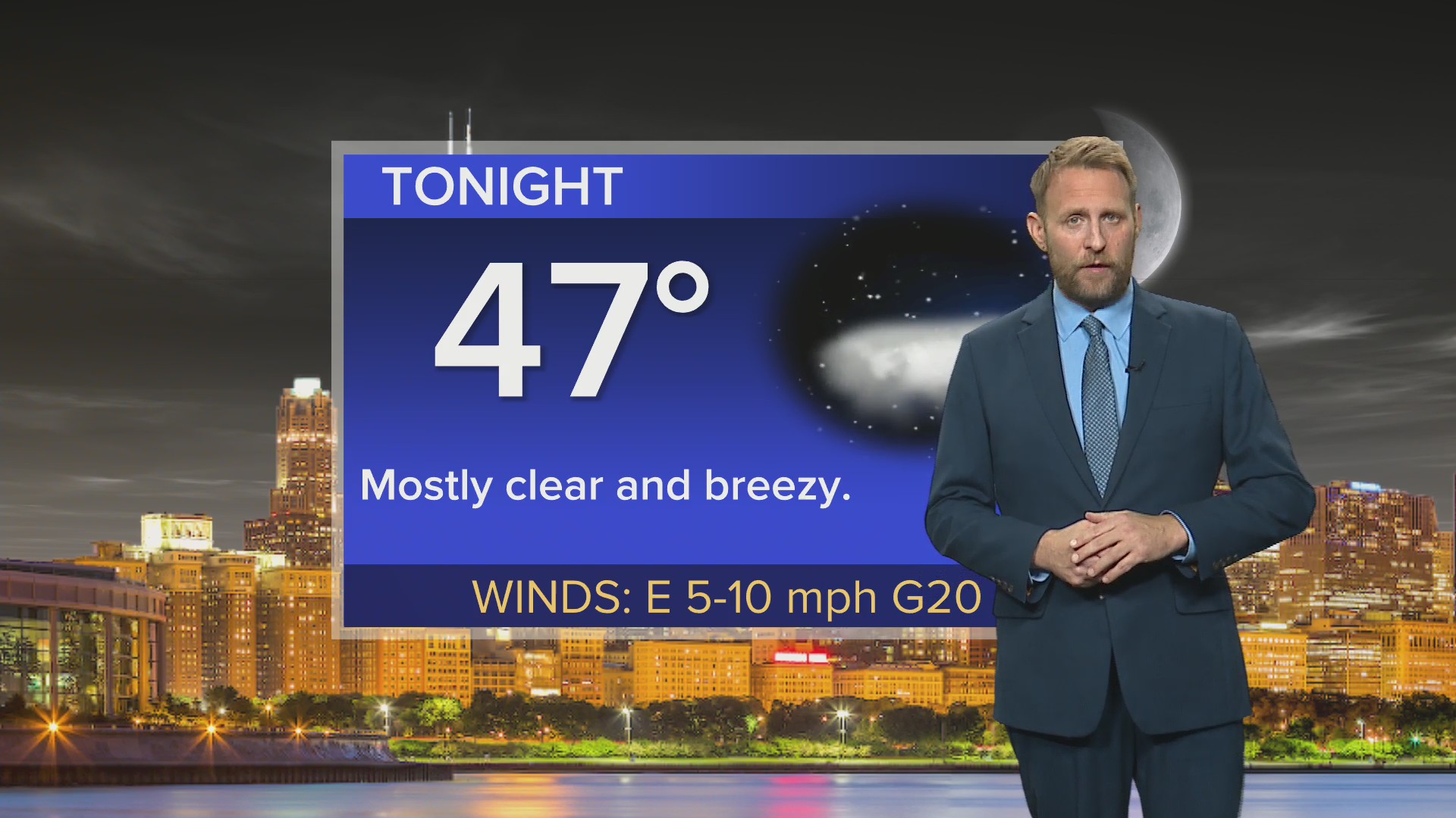 Tonight: Mostly clear and breezy