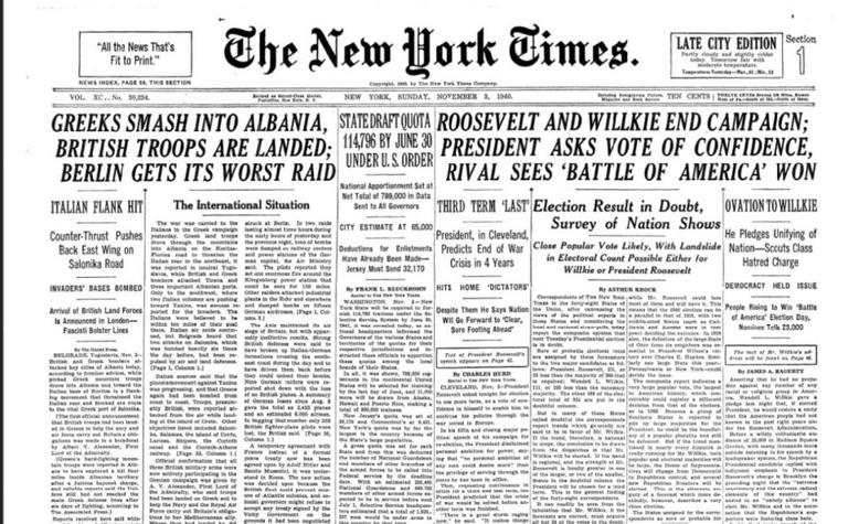 Πρωτοσέλιδο της New York Times