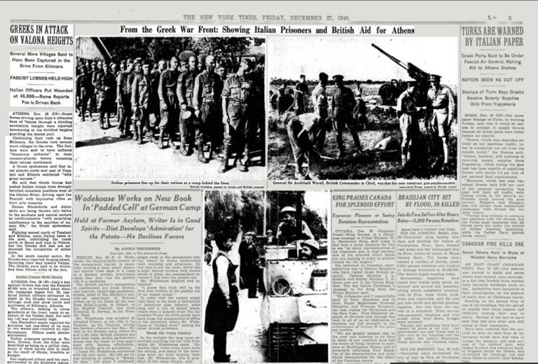 Άρθρα στην New York Times για την ελληνική αντεπίθεση στην Αλβανία.