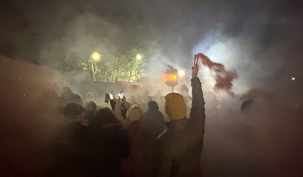 Protesters let off pink smoke during demonstration at Citywest