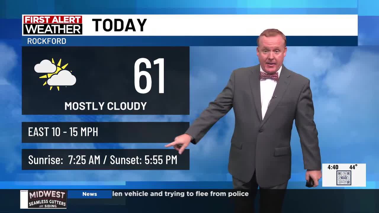 Rather cloudy, breezy, and perhaps a few afternoon sprinkles