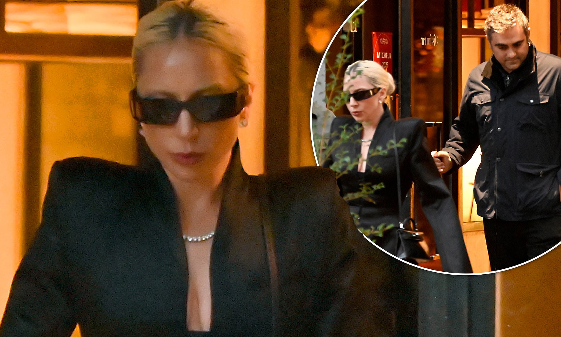 Lady Gaga showcases her waist in tight black look as she steps out with ...