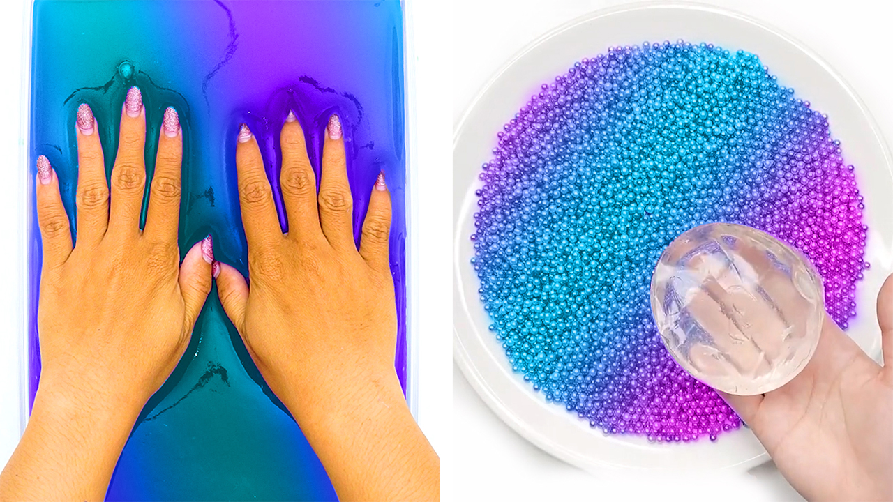 Slime azul violeta relajante con ASMR