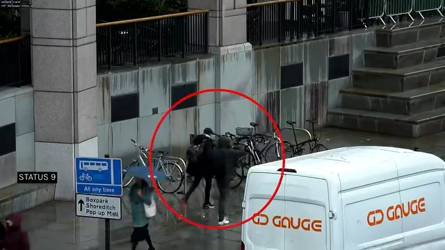 Moment thieves try to steal bike locked up opposite – police station