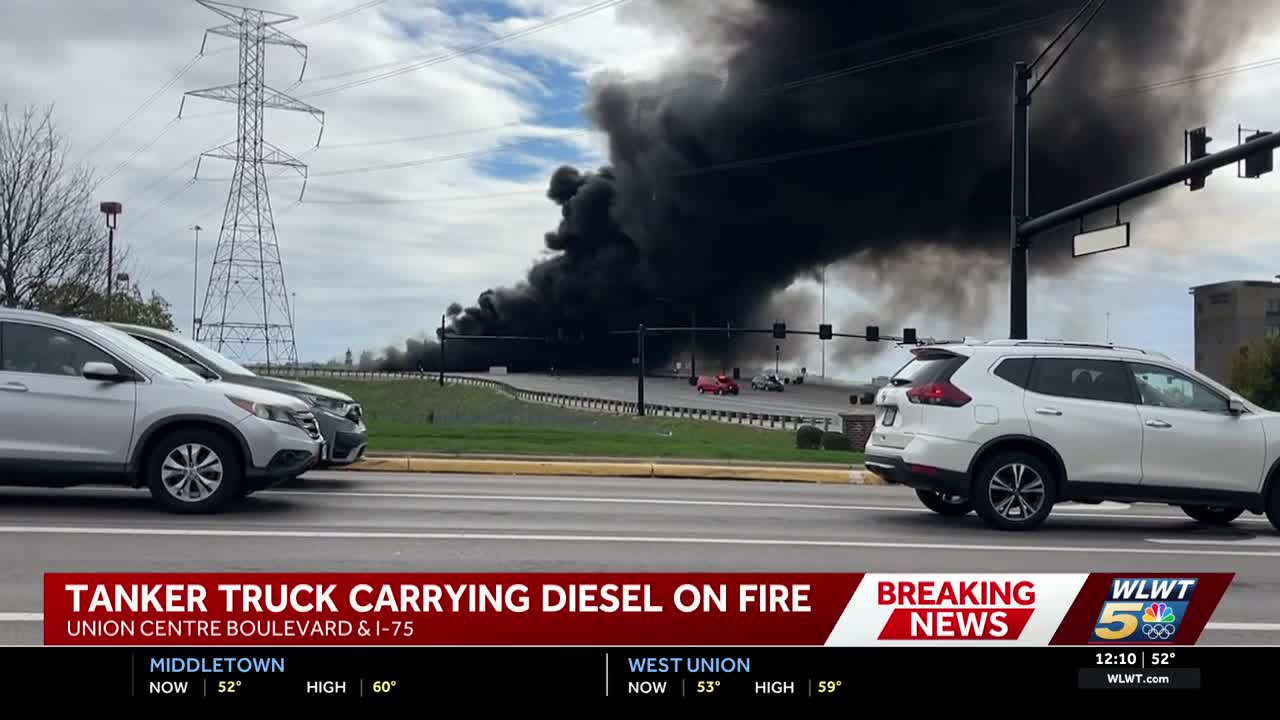 Massive tanker truck fire shuts down overpass, ramps at I-75