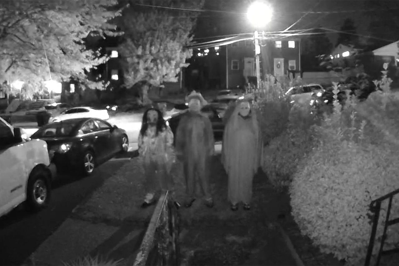 Chilling doorbell footage captures trio in Halloween masks threaten to kill widow, family