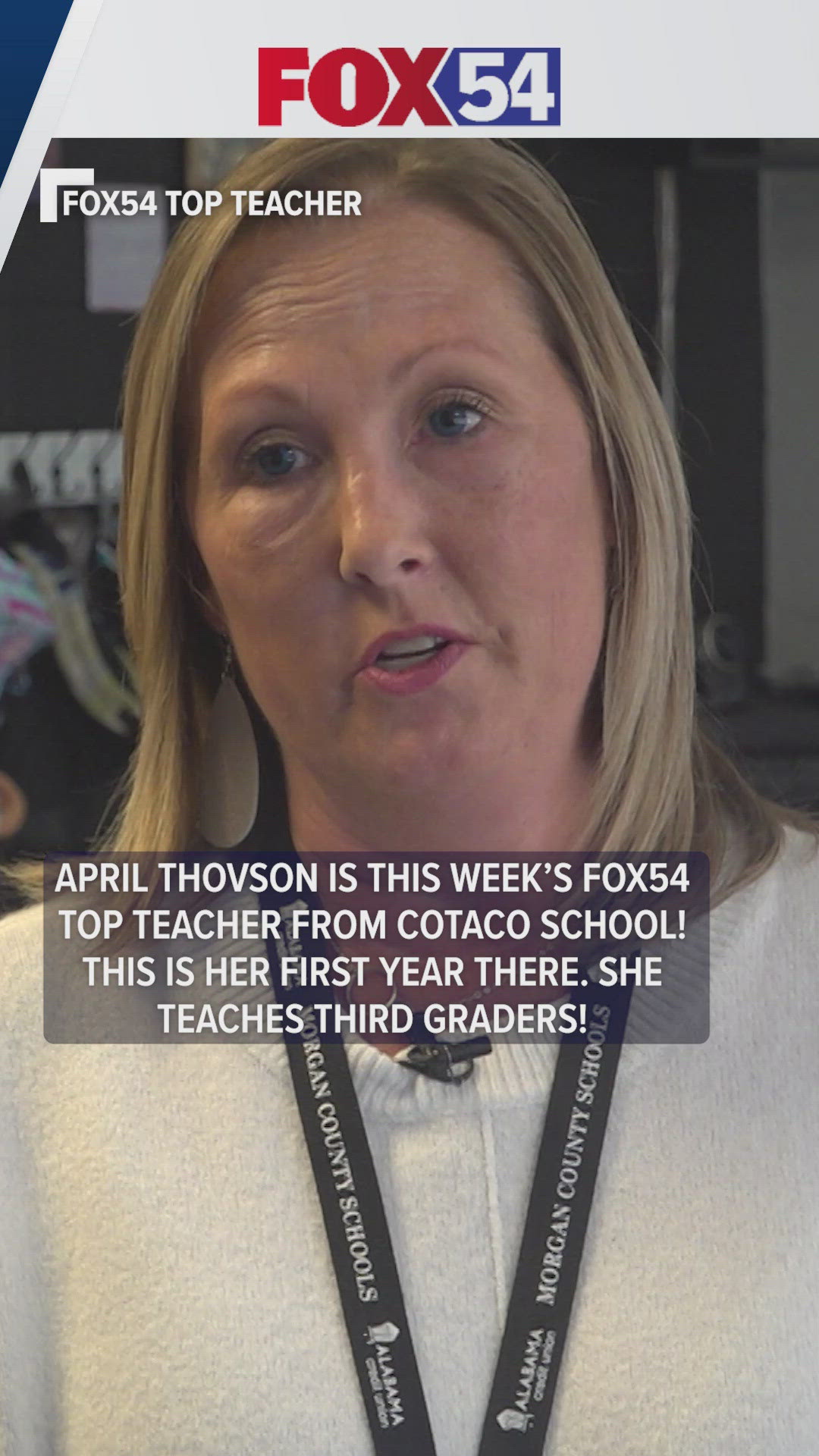 April Thovson is a FOX54 Top Teacher from Cotaco School in Morgan County