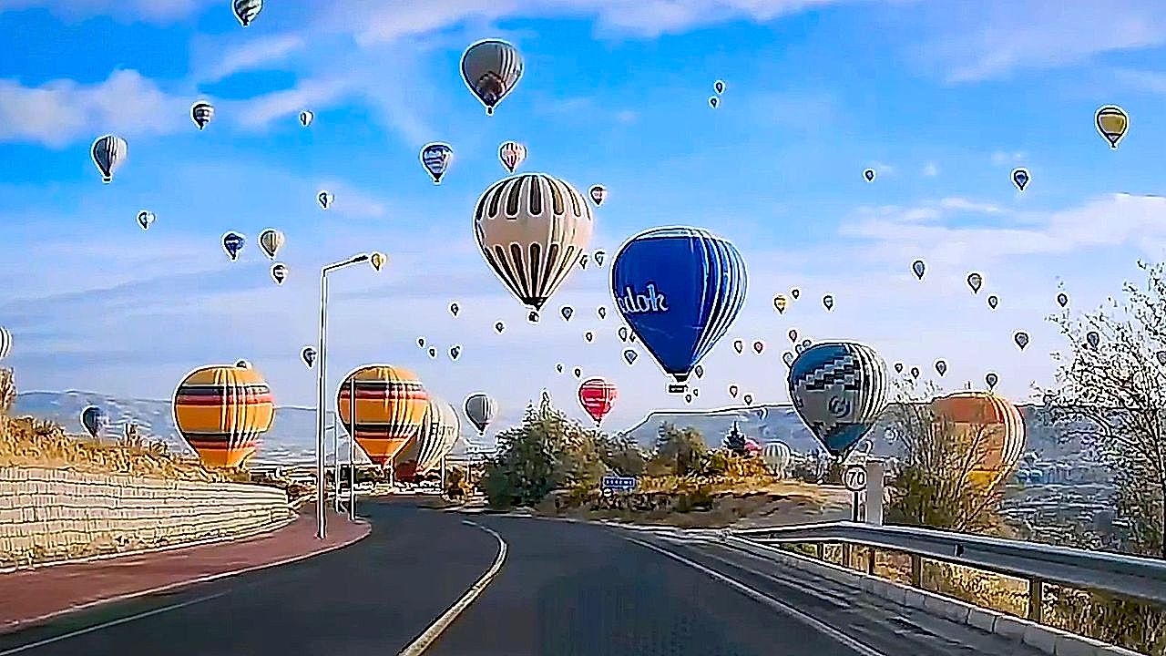Hot air balloons paint Cappadocia skies with color in Turkey