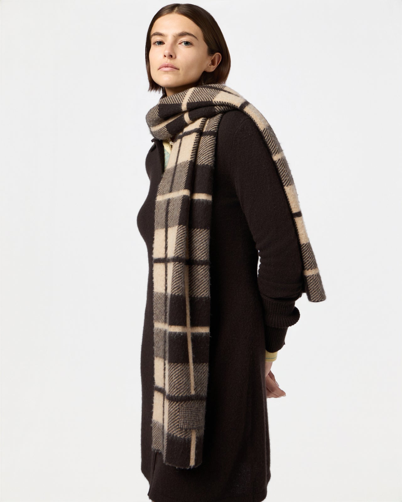 The Plaid Big Scarf - Burnt Coco/dune