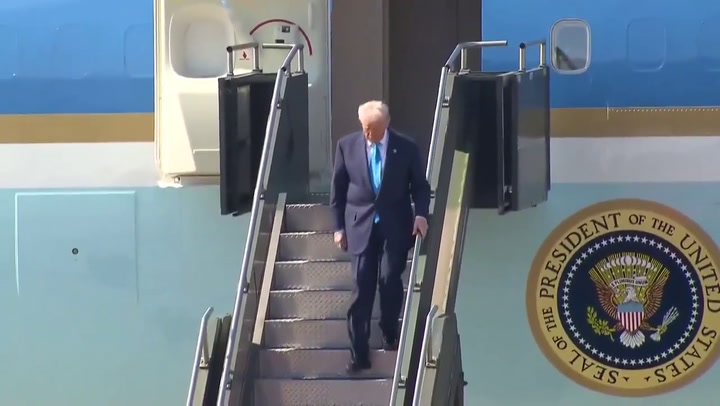 Trump, 79, Grips Railing for Dear Life While Descending Air Force One ...