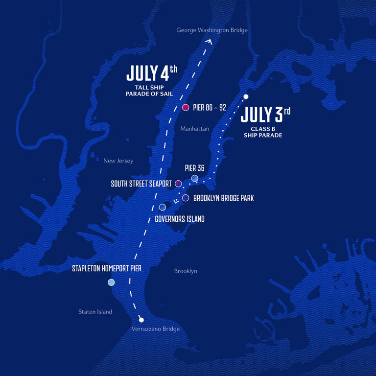 Tall ships to sail past Fort Lee, Englewood Cliffs on July 4, 2026 for ...