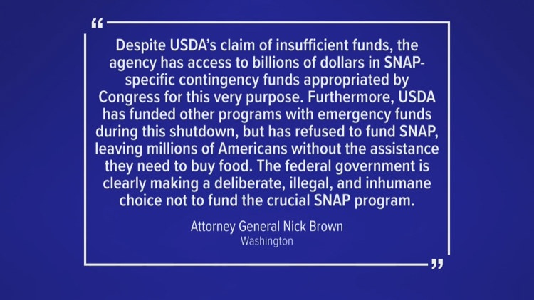 Washington AG joins lawsuit to halt SNAP benefits suspension amid shutdown